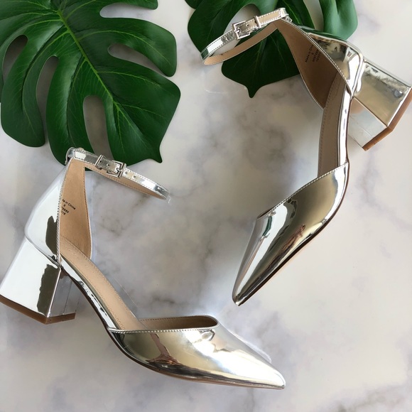 silver mid heels uk